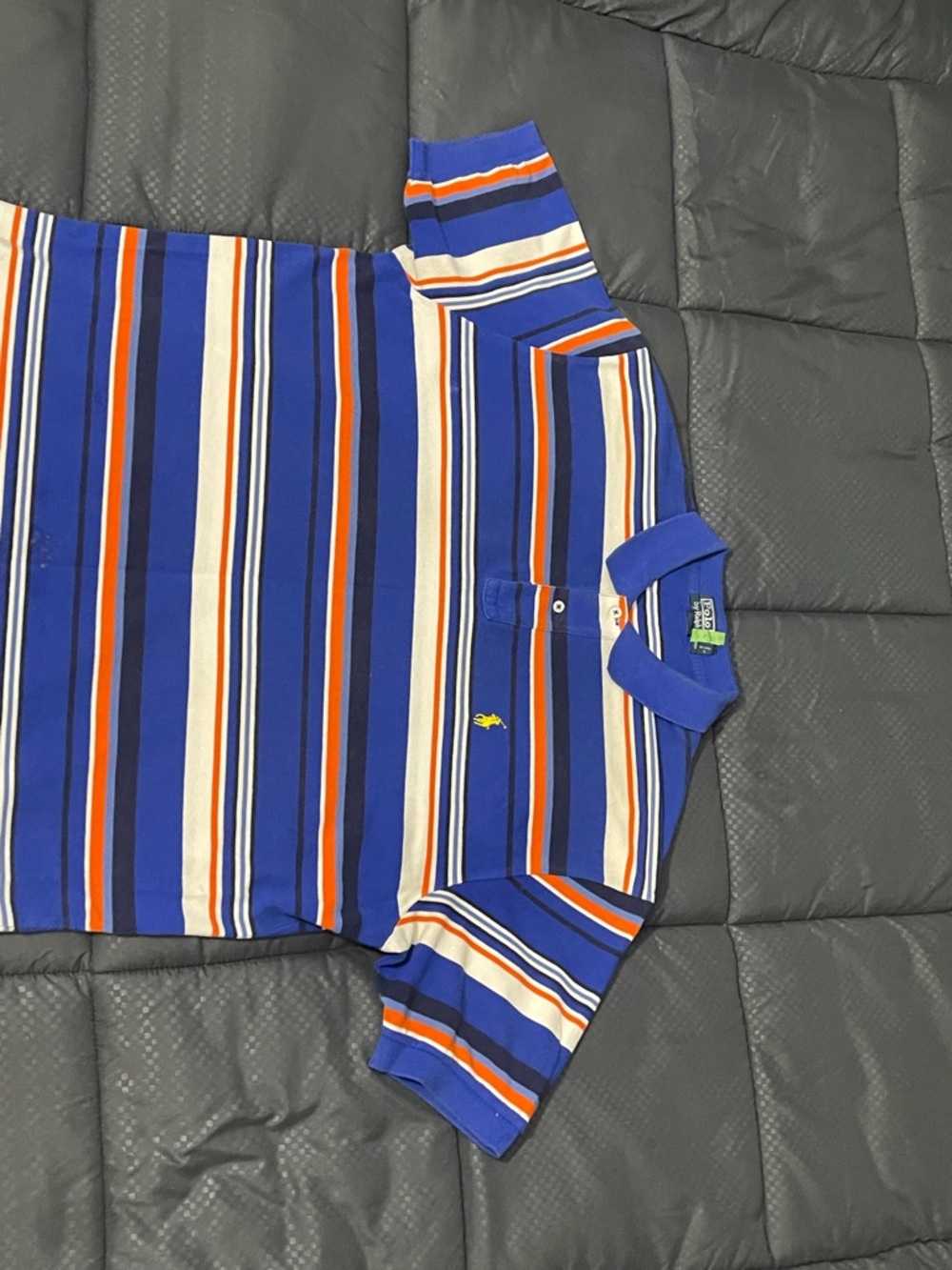 Ralph Lauren Blue Polo with Orange, White & Navy Stripes